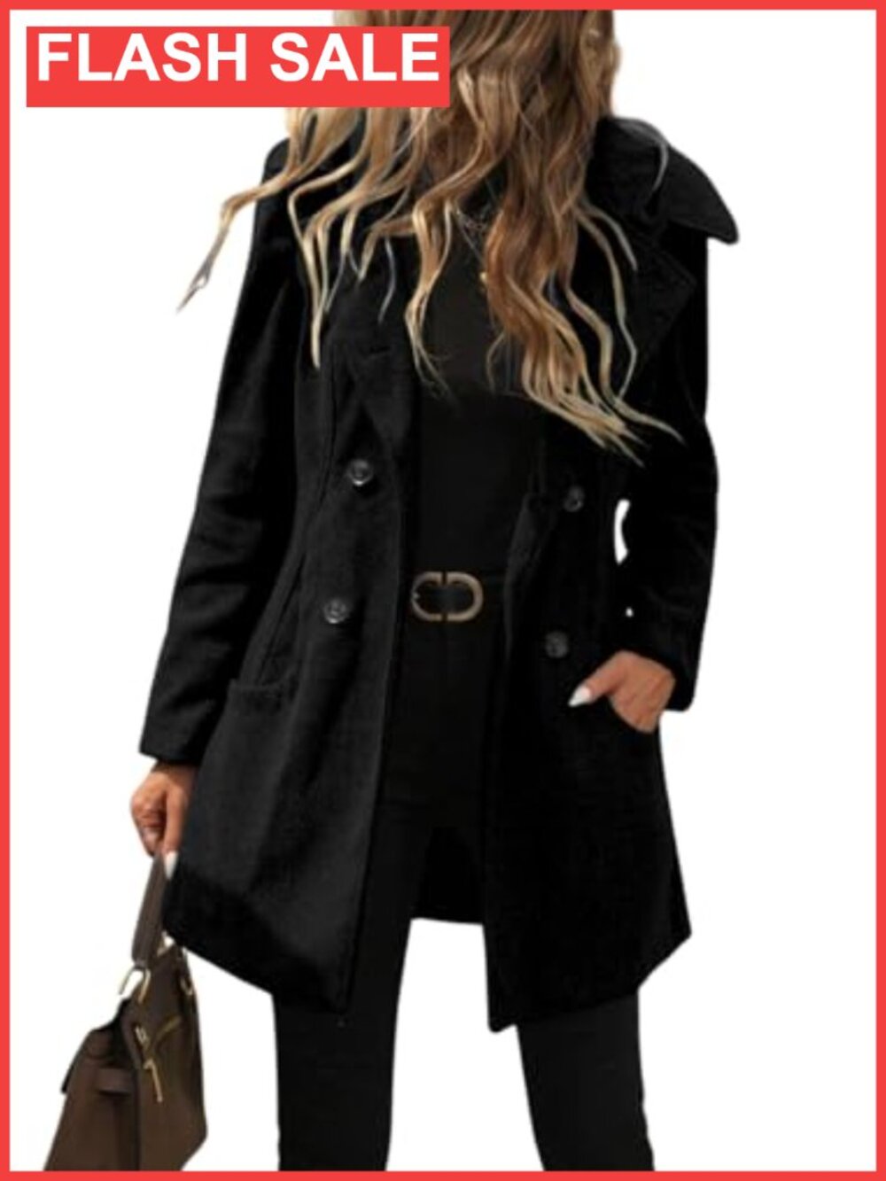 Wool Blend Pea Coat Hooded Double Breasted Notch Collar Winter Coat